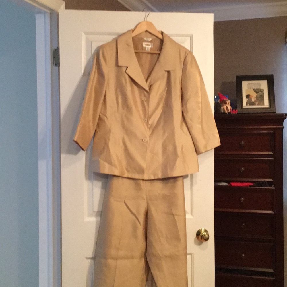 Talbots All silk gold suit